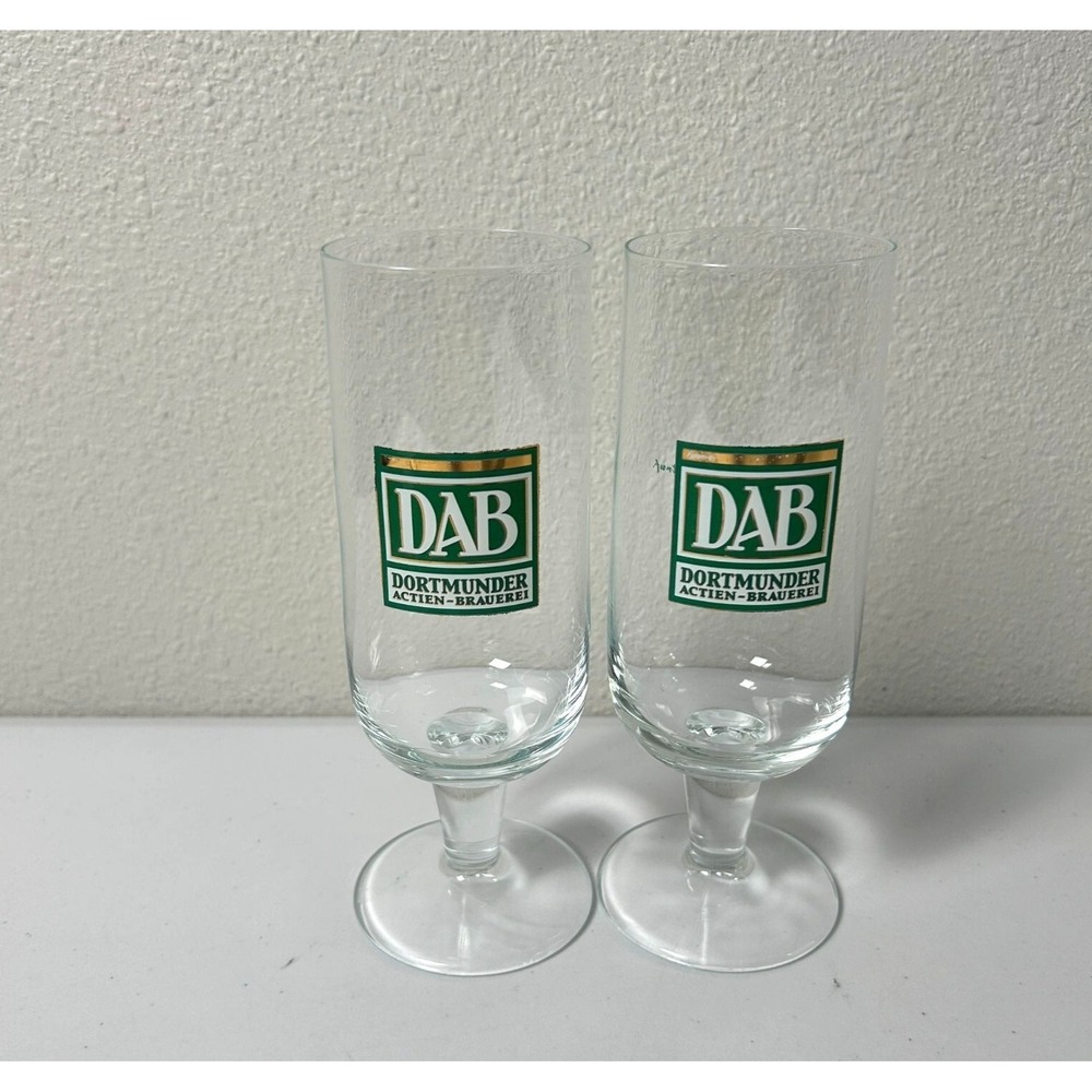 DAB Beer Glass Set of 2 Stemmed 0.3L Dortmunder Actien Brauerei Germany